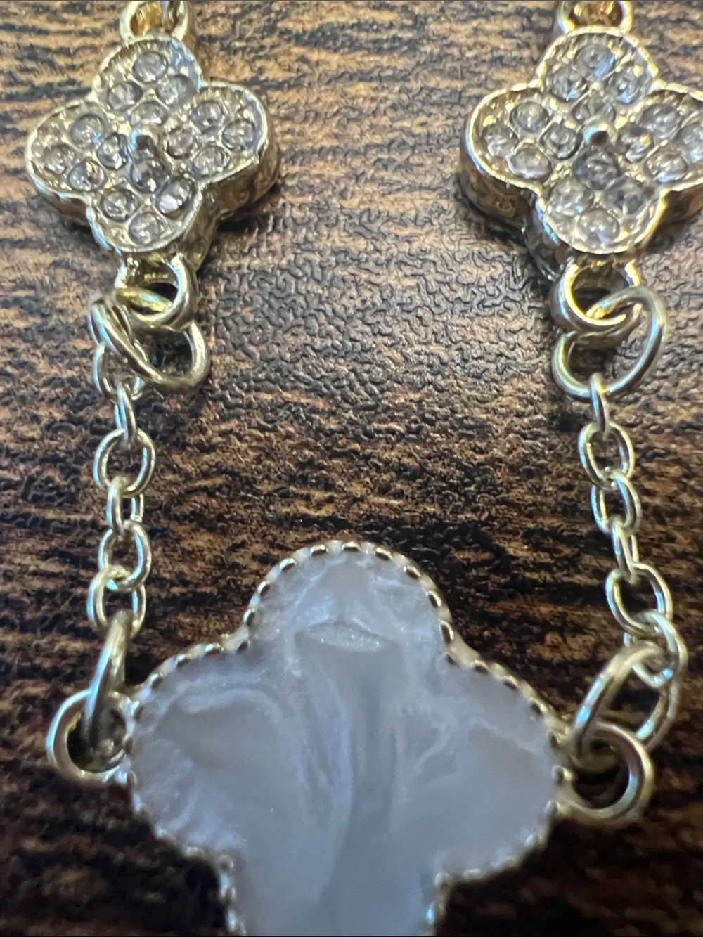 Gold-Tone White Clover Charm Bracelet - Picture 3 of 3